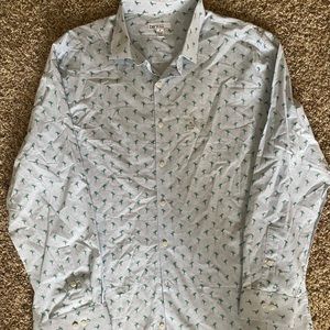 Bar III Blue Green Frogs Long Sleeve Shirt XL